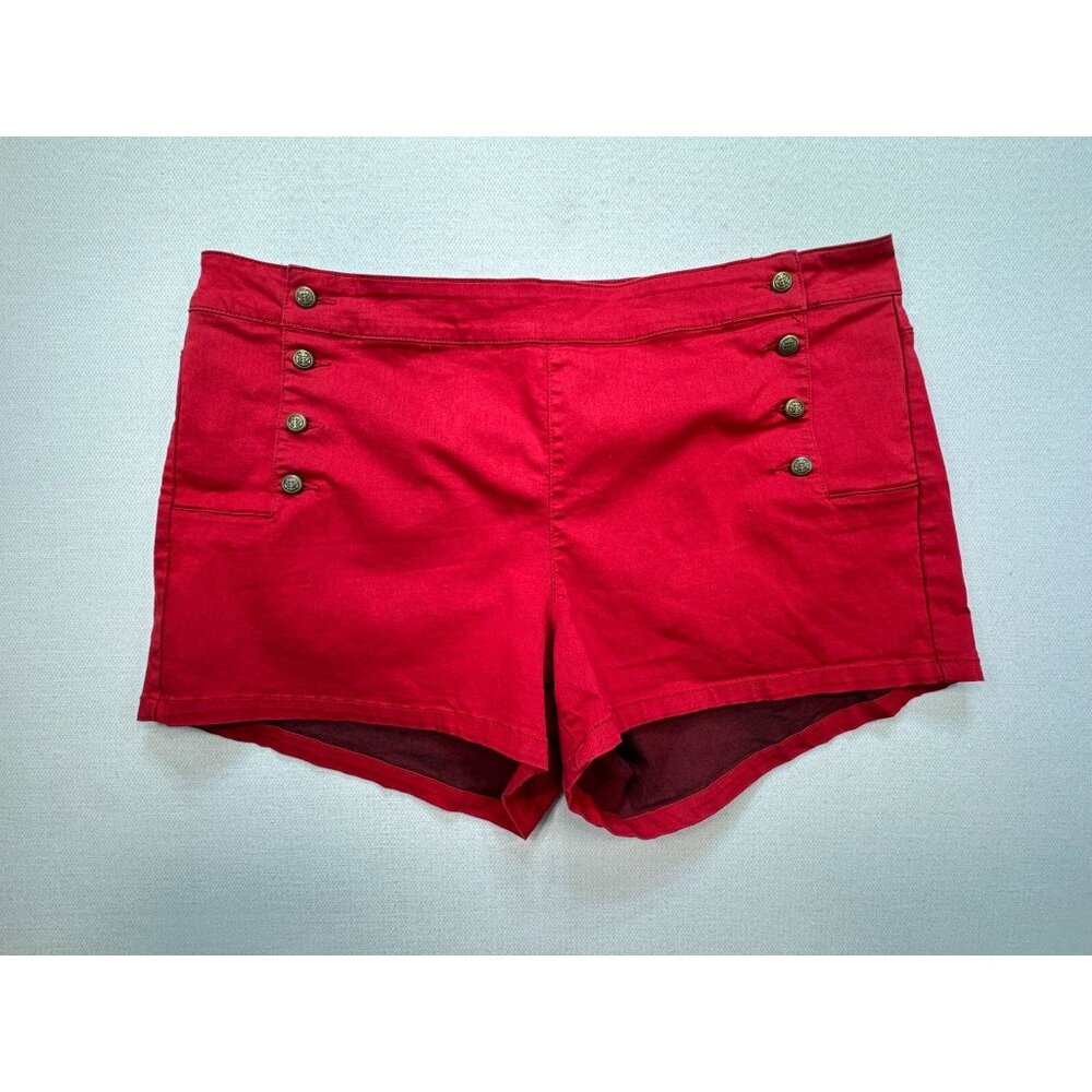 Blackheart Women's Casual Nautical Shorts Flat Front Lightweight Size 26 Red